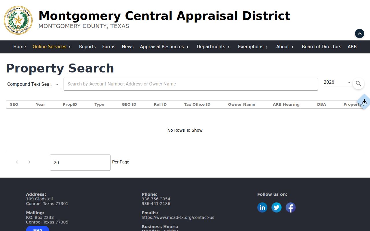 Conroe residents directory MCAD property search
