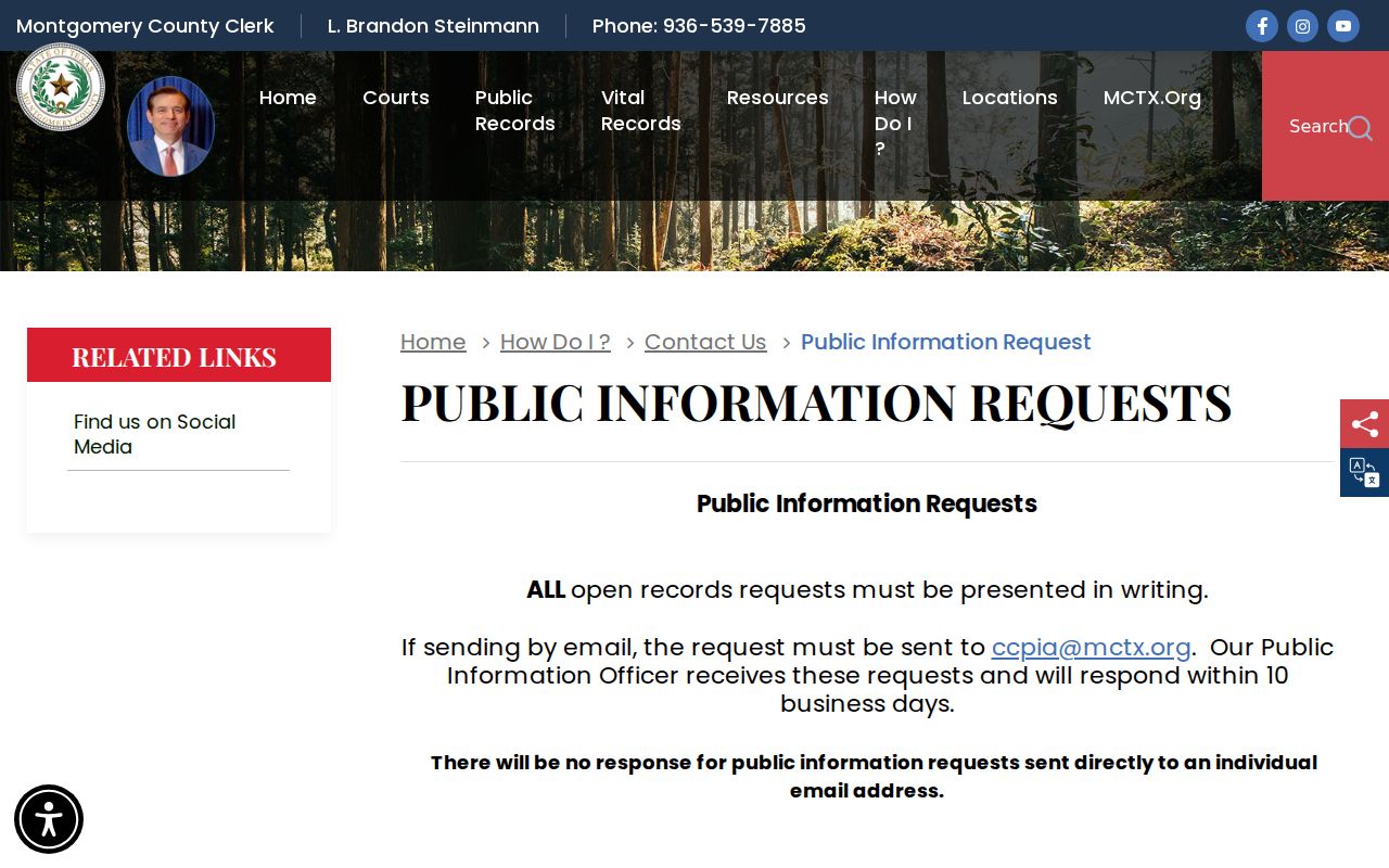 Conroe residents directory Montgomery County public information request
