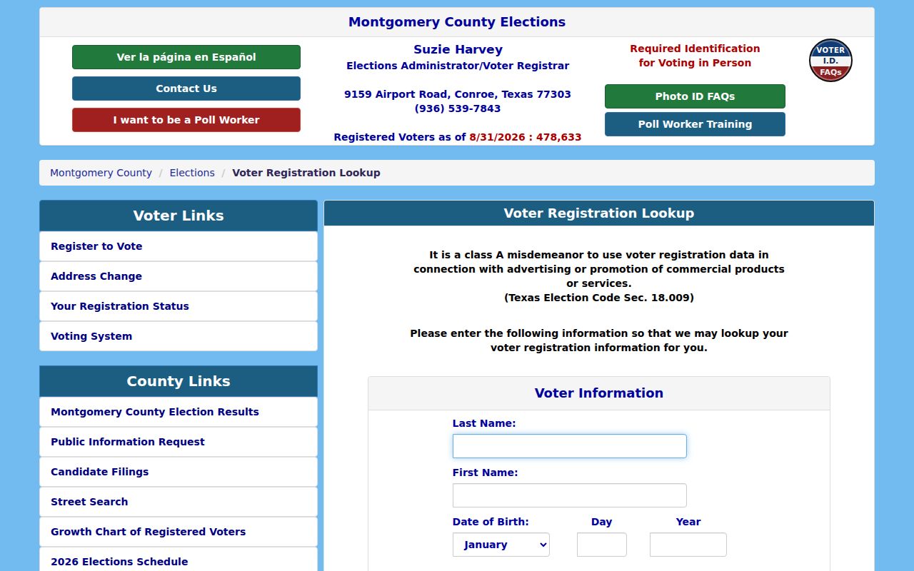 Conroe residents directory Montgomery County voter lookup