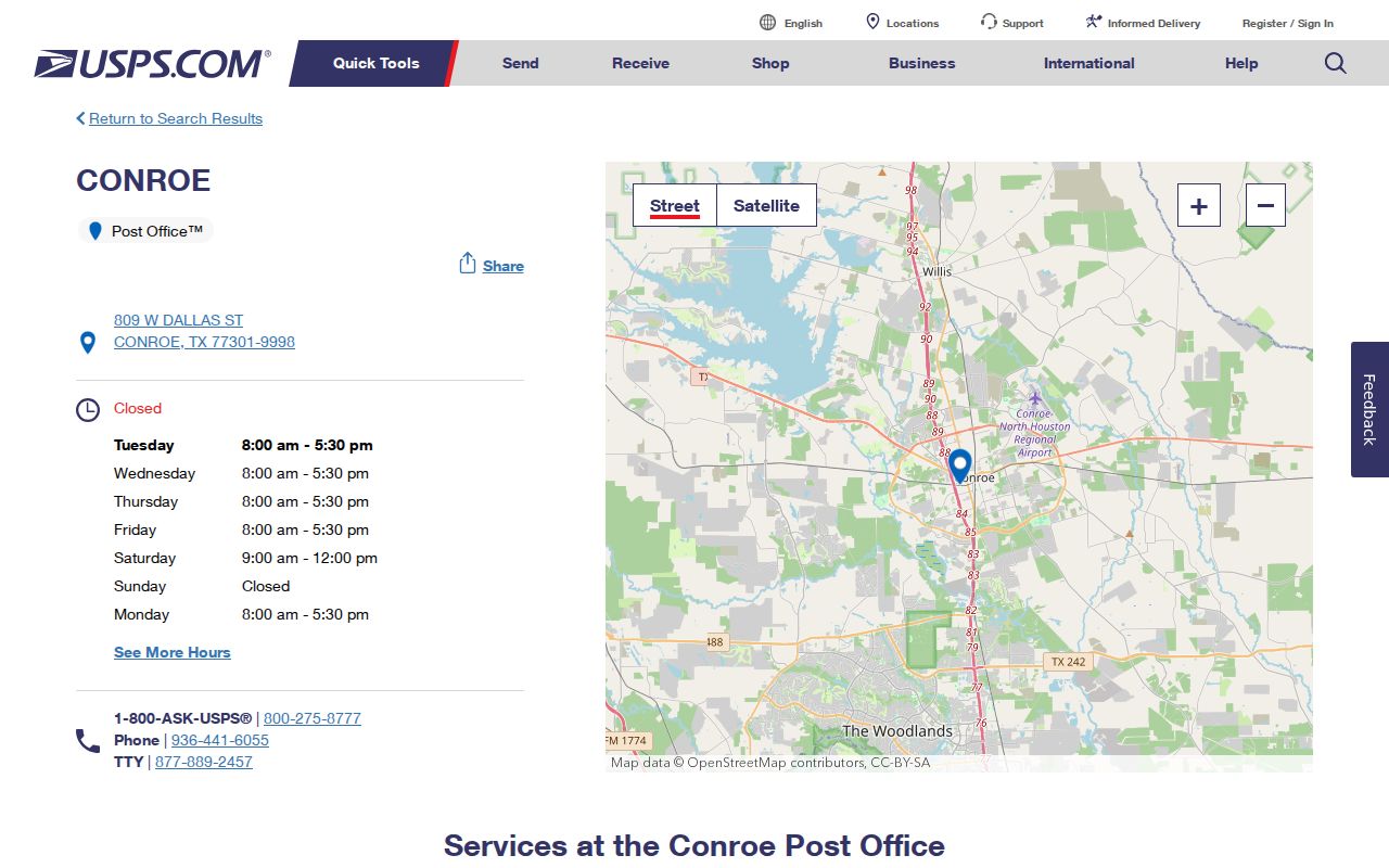 Conroe residents directory USPS Conroe Post Office reference